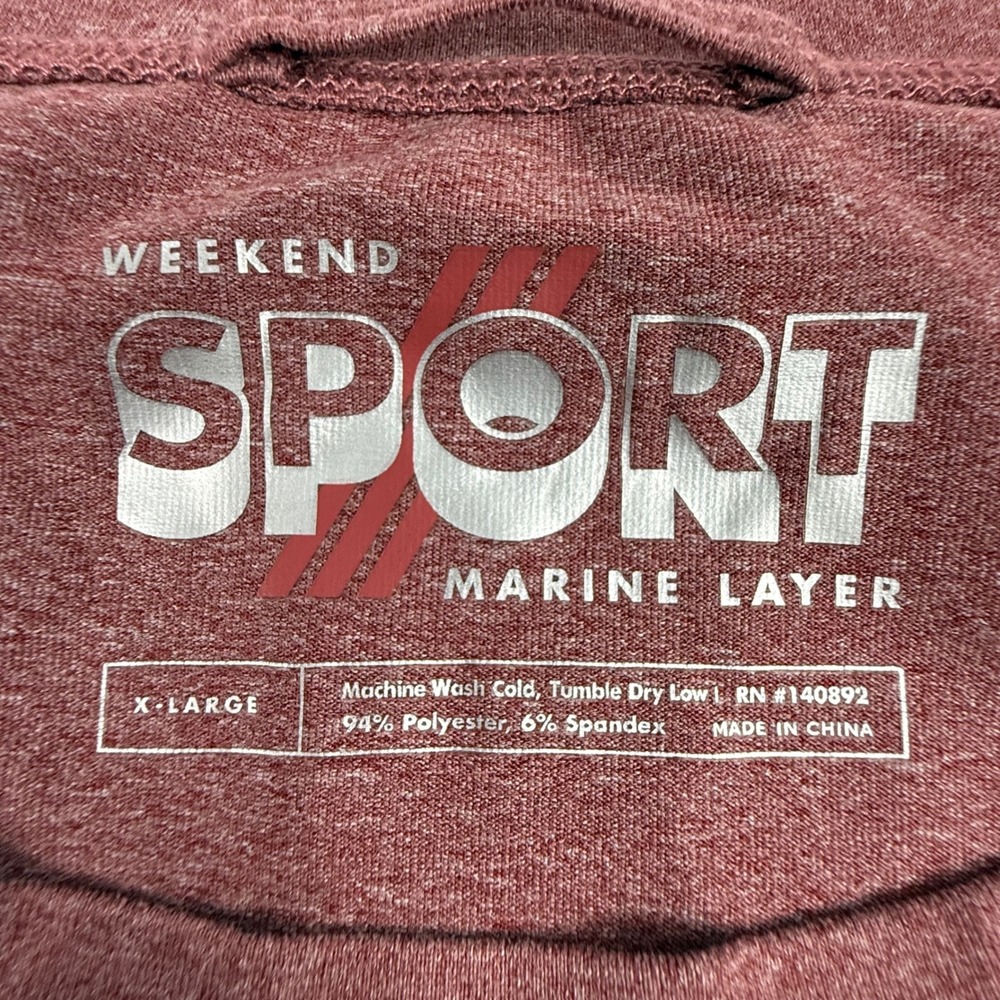Marine Layer Weekend Sport Mens XL Red Heathered Skier Graphic T-Shirt Stretch - Picture 4 of 7